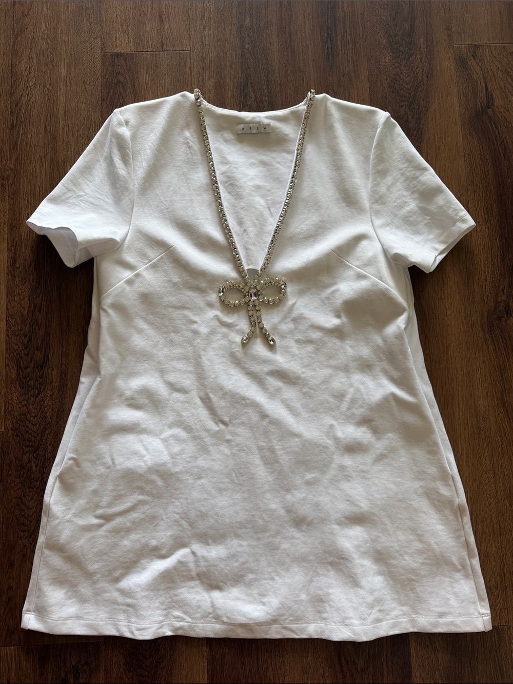 AREA Crystal Embellished Bow Mini Dress - Picture 4 of 7